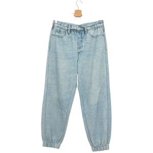 BLANKNYC Women's French Terry Wash Printed Denim Jogger Pants Size M